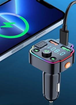 FM-ПЕРЕДАТЧИК BLUETOOTH 5.0 ЗАРЯДНОЕ УСТРОЙСТВО QC 3.0 PD 20 Вт RGB 2x USB USB-C