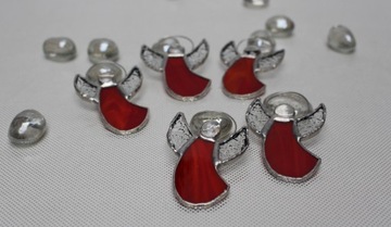 Aniołki witrażowe Tiffany ZESTAW 5 szt czerwone Z