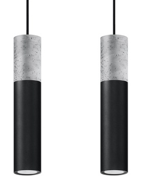 Lampa Wisząca NOLIO 2 Czarna Beton Sufitowa Loft