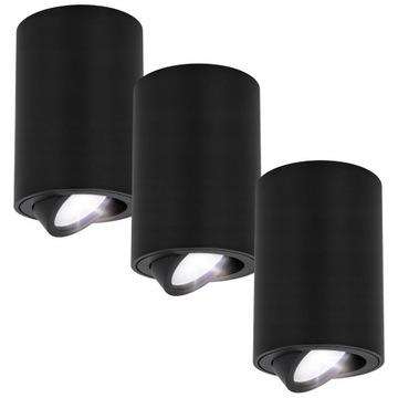 3x Oprawa natynkowa sufitowa LED halogenowa TUBA GU10 Ruchoma czarna SPOT
