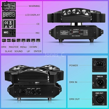9 светодиодных головок x RGB сценическое освещение мощностью 10 Вт