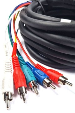 Przewód Euro 3RCA RGB + 2RCA audio IN 5m
