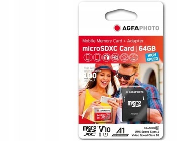 Karta AGFA MicroSDXC Micro SDXC 64GB 100MB/s U1 V10 MicroSD + ADAPTER