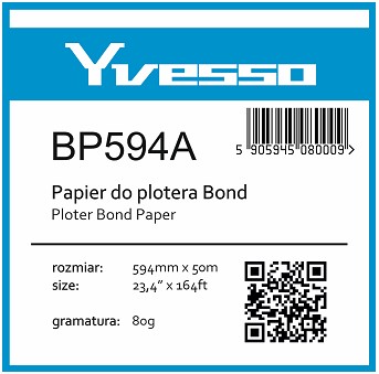 Papier w roli Yvesso Bond 594x50m 80g BP594A