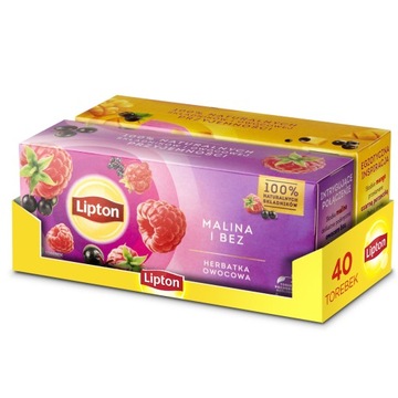 Zestaw Lipton herbatka owocowa Malina Bez, Mango Czarna Porzeczka 2x20sztuk