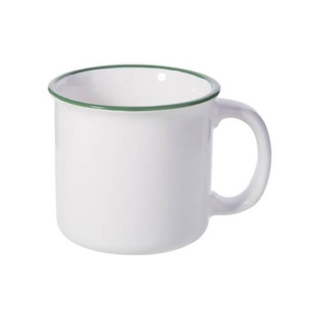 Kubek ceramiczny emaliowany 300 z zielonym rantem