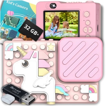 APARAT FOTOGRAFICZNY CYFROWY DLA DZIECI 40Mpx KAMERA SELFIE GRY+KARTA 32GB