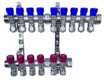 X-HOME ROZDZIELACZ PEX 1” x 16 mm 9 OBWODY WODY ZIMNEJ 6 OBWODY CIEPŁEJ
