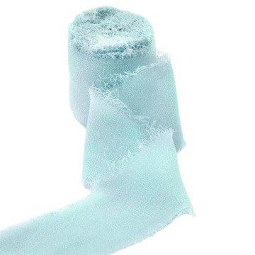Wstążka szyfonowa rwana NIEBIESKA do pakowania prezentów 3.8cm x 6.5m