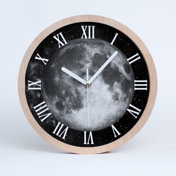 Zegar ścienny drewniany okrągły księżyc fi 25 cm