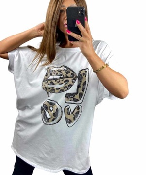 B1044 BLUZKA BAWEŁNA Z APLIKACJĄ LOVE r. 56 (8XL)
