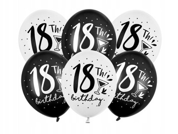 Balony na 18 urodziny 18th! birthday 30cm 6szt