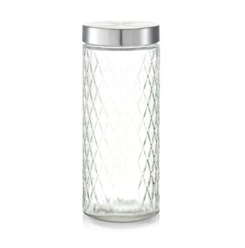 Pojemnik do przechowywania żywności Zeller, szkło/metal, 2000 ml, srebrny
