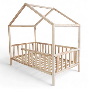 ŁÓŻKO DOMEK CASITA 160x80 DREWNIANE BARIERKA + STELAŻ SOSNA - WYSOKA JAKOŚĆ