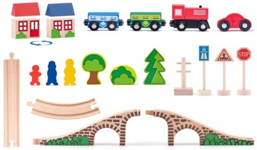 КОМПЛЕКТ WOODYLAND WOODEN EIGHT RAILWAY С МОСТОВЫМИ ПУТЬМИ АКСЕССУАРЫ ДЛЯ ПОЕЗДА