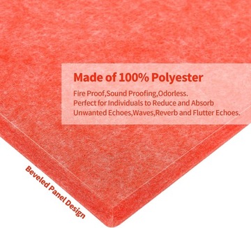 PANELE AKUSTYCZNE CZERWONE 30X30X BIURO DOM 12SZT