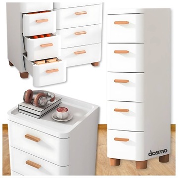 БЕЛЫЙ ШКАФ С 5 ЯЩИКАМИ, ВЫСОКАЯ УЗКАЯ ВАННАЯ КОМНАТА, КНИЖНЫЙ ШКАФ DOSMO ШИРИНОЙ 39 СМ