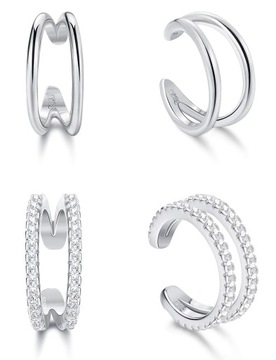 Milacolato Earcuffs Klipsy damskie srebrne 2 pary
