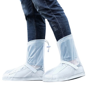 Białe nieprzemakalne ochraniacze na buty XXL