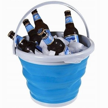 СИЛИКОНОВОЕ ВЕДРО ДЛЯ ВОДЫ, СКЛАДНОЕ, ПОРТАТИВНОЕ, С КРЫШКОЙ, УНИВЕРСАЛЬНОЕ, 5Л