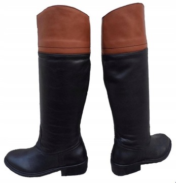 ZALANDO OFICERKI kozaki SKÓRA CHOLEWKA CZERŃ CAMEL 42