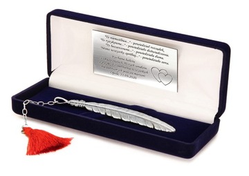 Серебряная закладка с ГРАВИРОВКОЙ Feather Tassel