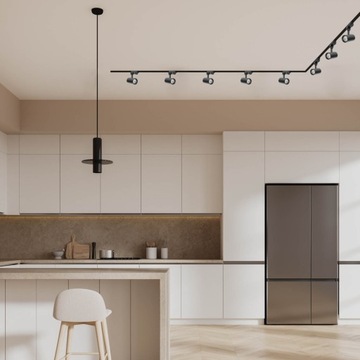 Zestaw szynowy 3 fazowy szyna 2m+1m +łącznik F + 4x reflektor GU10 CZARNY