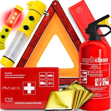 Fire extinguisher 1kg triangle warning first aid kit flashlight life blanket foil nrc, №1