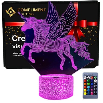 Lampka 3D nocna led usb JEDNOROŻEC UNICORN