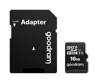 Карта памяти GOODRAM Micro SDHC 16 ГБ + адаптер SD
