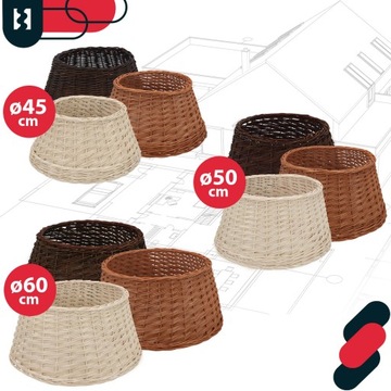 OSŁONA WIKLINOWA FI 60 CM NA STOJAK POD CHOINKĘ CIEMNY BRĄZ KOSZ STOJAKA