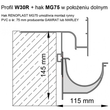 Комплект кронштейнов для желоба MG75, 4 шт. + винт W13.