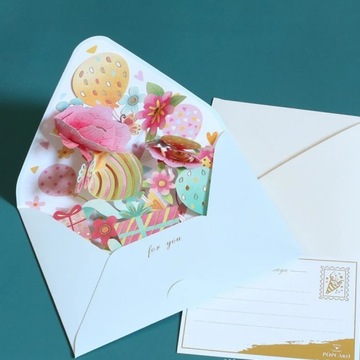 Birthday Christmas Cards Dimensional Pop Up Greeting Card Set Postcards
