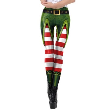 Damskie legginsy świąteczne z nadrukiem Moda na