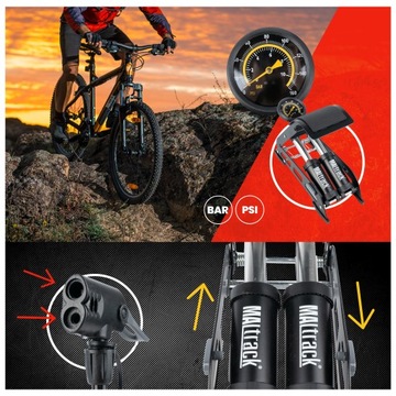 ВЕЛОСИПЕДНЫЙ НАСОС НОЖНОЙ С ДВУХПОРШНЕВЫМ МАНОМЕТРОМ ДЛЯ ВЕЛОСИПЕДА, АВТОМОБИЛЯ, МАТРАСА