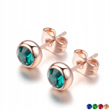 Простые круглые женские серьги-гвоздики с кристаллами M