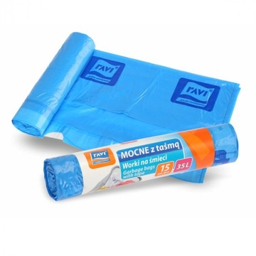 Worki na śmieci z taśmą 35 L NIEBIESKIE MOCNE