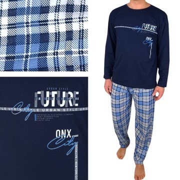 BAWEŁNIANA PIŻAMA męska Z RĘKAWKIEM T-SHIRT SPODENKI #2XL