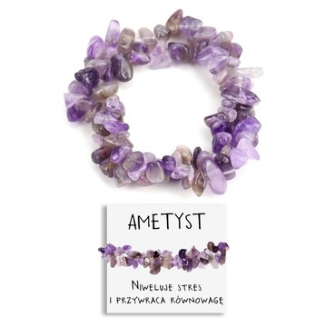 BRANSOLETKA DAMSKA KAMIEŃ AMETYST ANTYSTRESOWY