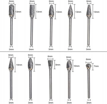 ФРЕЗЕРНЫЙ НАПИЛЬНИК 10x ДЛЯ ВРАЩАЮЩЕГОСЯ МЕТАЛЛА КАРБИДА ВОЛЬФРАМА