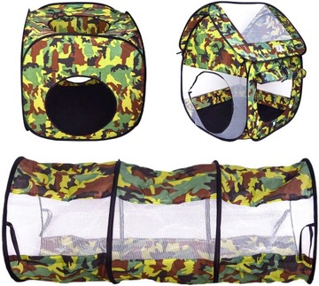 Военная садовая палатка с туннелем Моро, 2x детский домик для сада на террасе