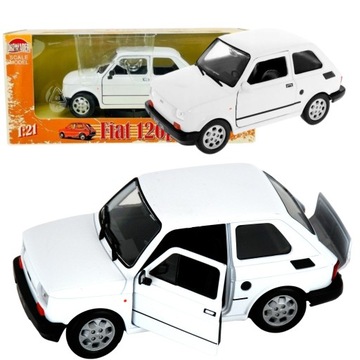 AUTO MODEL METALOWY POLSKI FIAT 126P DUŻY SKALA 1:21 BIAŁY MALUCH XXL