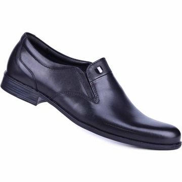 Męskie buty eleganckie wizytowe skórzane czarne 41