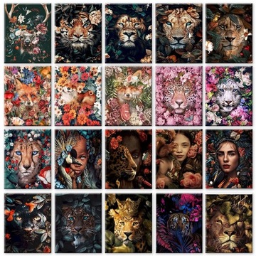 GATYZTORY DIY Painting By Numbers Lion 60x75cm Oil