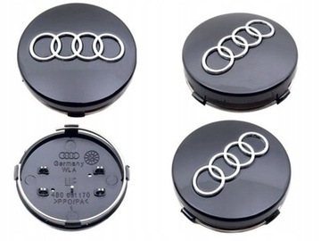 DEKIELKI KAPSLE DO FELG 60mm AUDI Czarny 4 szt.