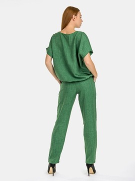 Elegancki komplet damski dwuczęściowy bluzka i spodnie modny zielony S