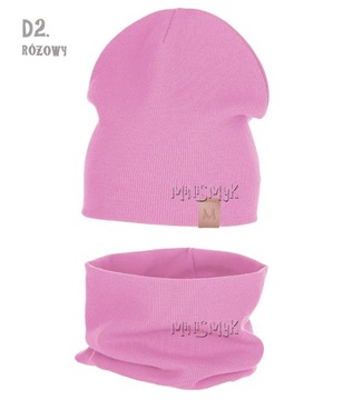 КОМПЛЕКТ: Шапка + шарф, ДВУХСЛОЙНАЯ ЛЕНТА, размеры 54-58.