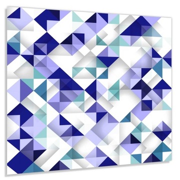 Szkło hart 60x50 Trójkąty i kwadraty - błękit