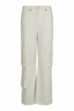 Boohoo NG6 tpw białe szerokie spodnie jeans kieszenie wysoki stan M