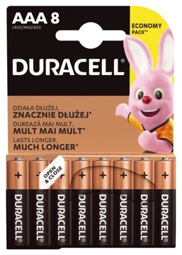 8x BATERIA ALKALICZNA DURACELL LR03 AAA R03 MN2400